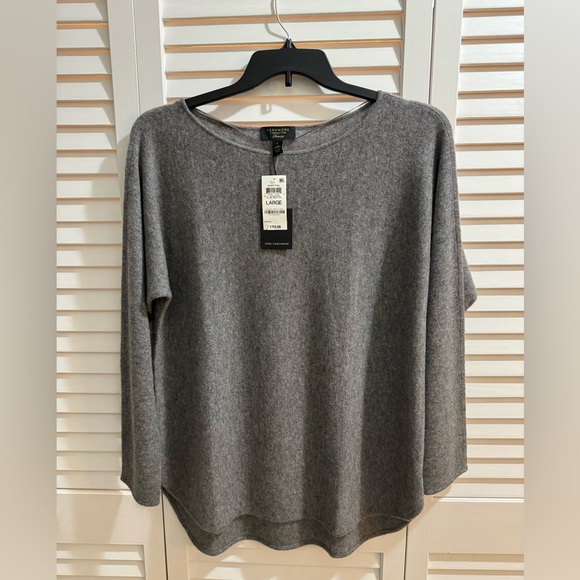 NWT Charter Club Luxury Cashmere Sweater; Size Large; Gray - Picture 2 of 4